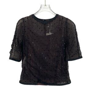 Louis Vuitton Black Sheer Polka Dot Blouse Womens Size 34 Made In France